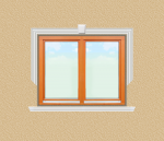 ED16 ablak díszítése egyféle polisztirol díszléccel